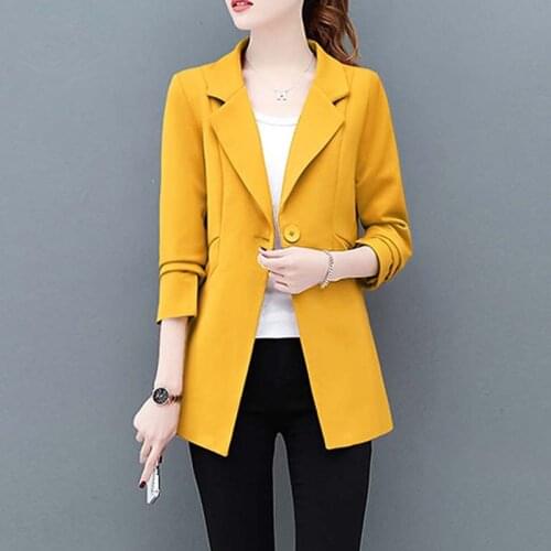 One Button Small Suit Jacket Women 2021 New Autumn Korean Temperament Slim Fit Professional Wear Ladies Short Blazer Coat M276