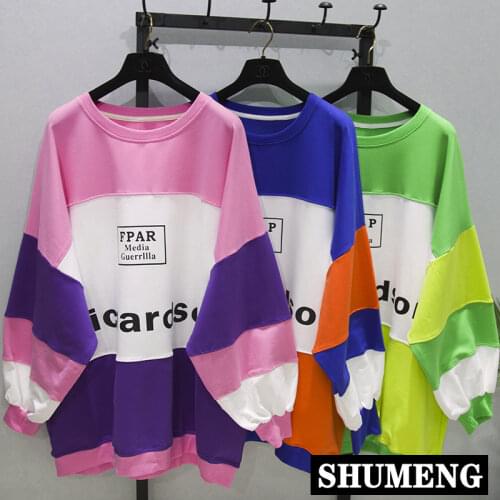 2020 Spring Fall Sweatshirt Women Loose Casual Letter Print Mid-Length Bat Sleeve Large Size Hoodie Dress Pullover Coat Students