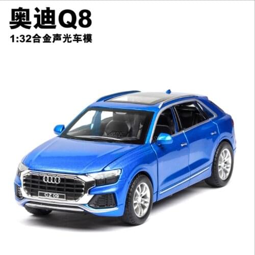 1: 32 Audi Q8 Simulation Alloy Childrens Toy Car Model With Sound And Light 6 Door Opening Childrens Birthday Gift Blue