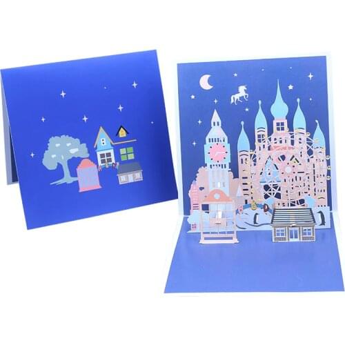 10pcs Wholesale 3D Handmade Ferris Wheel Playground Paper Blessing Greeting Card Graduation Birthday Party Creative Gift