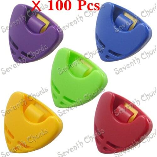 100 Pcs Colorful Triangle Guitar Pick holder,Guitar Pick Plectrum Holder Case Box/Pick clip,Self Adhesive
