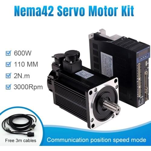 110ST-M02030 220V 0.6KW AC Servo motor 3000RPM 2N.M. 600W servomotor 3-Phase ac driver permanent magnet Matched Servo Drive