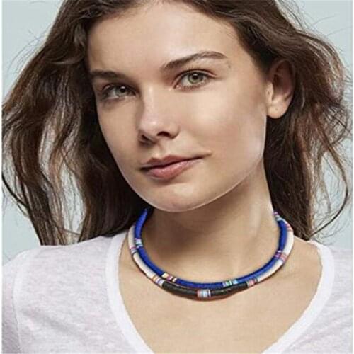 2020 New Fashion Soft Pottery Choker Necklace For Women Bohemian Adjustable Colorful Clay Collar Necklace Gift