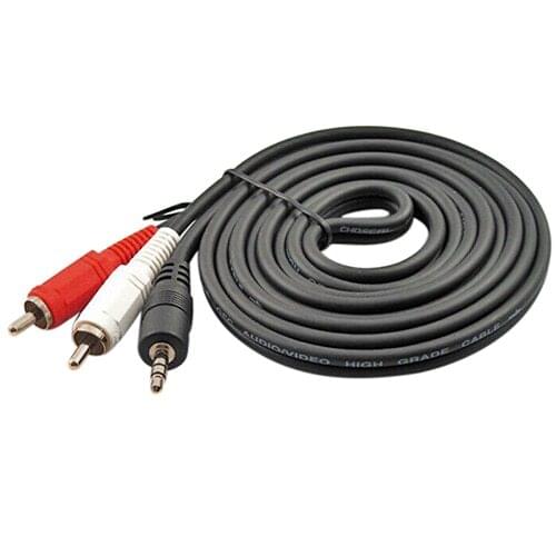 3.5mm 1/8'' Male Stereo Mini Plug Jack To 2 RCA Stereo Phone Computer Audio Speaker Cable 7C47