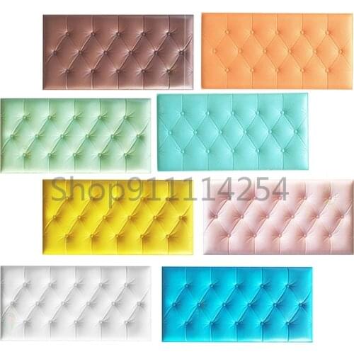 3D Wall Sticker DIY Foam Soft Bag Tiles Wall Panels Home Decor Leather Waterproof Self Adhesive Wallpaper Kids Room