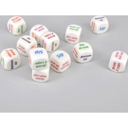 6pcs Adult Party Game Playing Drinking Wine Dice Games Gambling Drink Decider Dice for Party Bar Favors Decoration Random Color