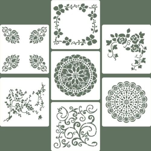 7pcs Plastic Cake Stencils Flower Spray Stencils Birthday Cake Mold Decorating Bakery Tools DIY Mould Fondant Template