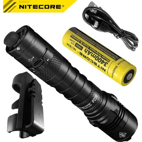Free shipping nitecore P22R + 3400mAh 18650 Battery Ultimate Performance USB Rechargeable 1800Lms LED Flashlight Outdoor Hunting