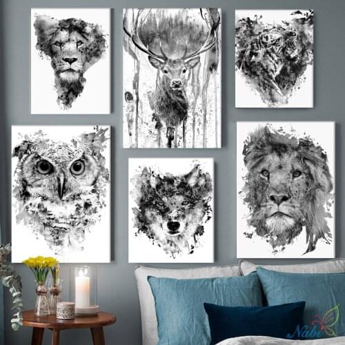 5d Diy Diamond Painting Black White Animal Lion Tiger Wolf Diamond Embroidery Rhinestone Living Room Decoration Home Mosaic