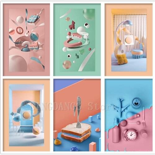 5D DIY Full Drill Diamond Painting Abstract Art Color Collision Diamond Mosaic Landscape Embroidery Cross Stitch Kits Home Decor