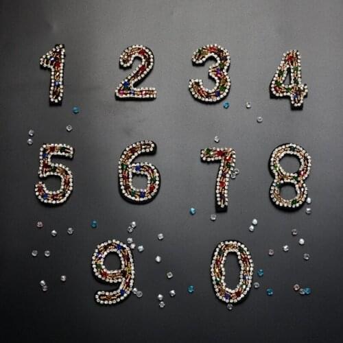 0-9 Number Rhinestones beads patches applique sew on beading applique clothes shoes bags decoration patch DIY