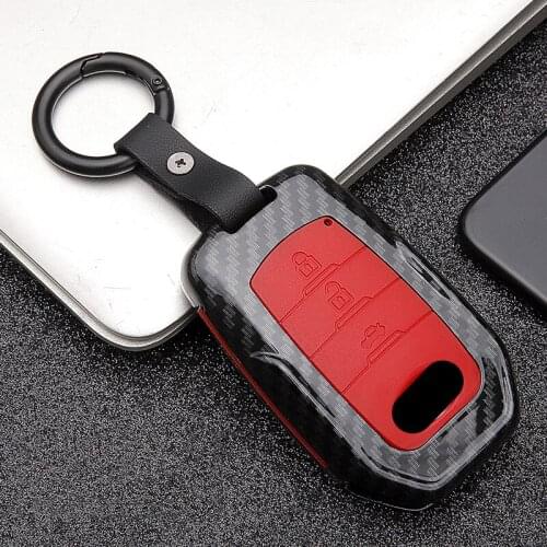 For Toyota Camry CHR Corolla RAV4 Avalon Land Cruiser Prado Prius Remote Fob Cover 2019 Hot Carbon Fiber+Silica gel car Key Case
