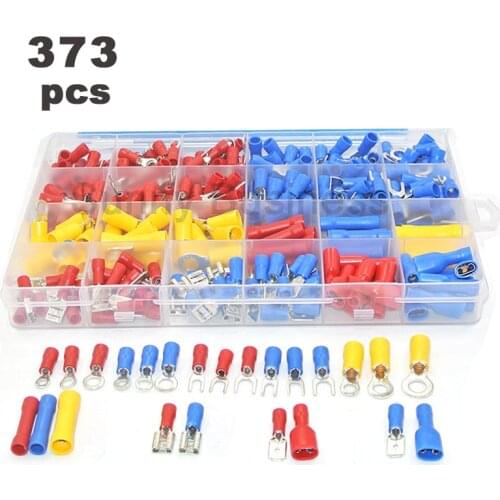High Quality 373Pcs 24value Assorted Insulated Electrical Wire Terminals Crimp Connector Spade Butt Ring Fork Set