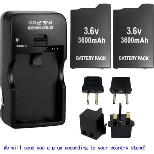 2x Battery Pack + Charger US/EU/UK/AU Plug For PSP1000 Li-Ion Lithium Rechargeable Batteries For Sony PSP1000 Console Gamepad