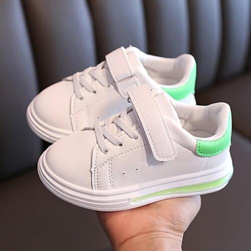 Autumn Children Girls Boys Lace-Up Neon Green White Designer Sneakers For Toddler Little Big Kids School Sports Running Shoes