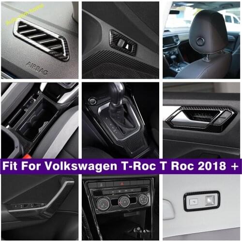 Car Accessories Door Bowl / Lift Button / Pillar A / Gearbox Cover Trim For Volkswagen T-Roc T Roc 2018 - 2021 Carbon Fiber Look