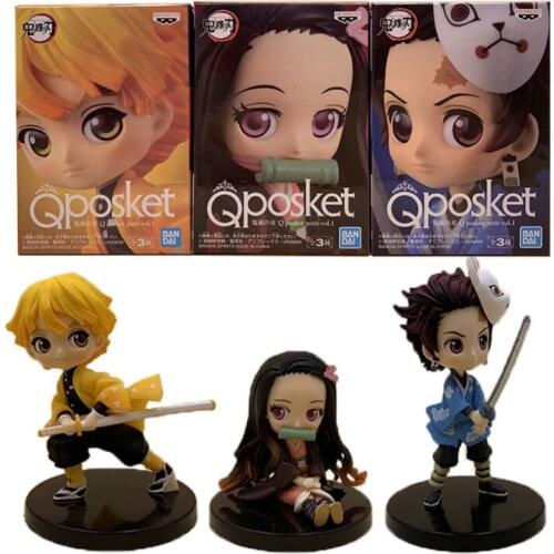 Q Posket Dolls Kimetsu No Yaiba Kamado Tanjirou Nezuko Tomioka Giyuu Agatsuma Zenitsu Hashibira Inosuke PVC Figure Toy