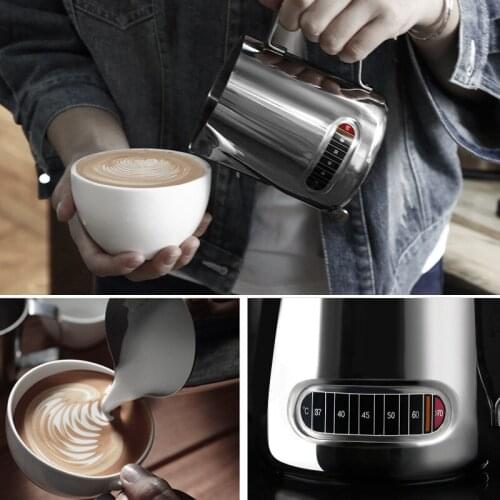 600ml Stainless Steel Milk Frothing Jug With Temperature Sensor Display Espresso Coffee Latte Cappuccino Milk Maker Frothing Cup