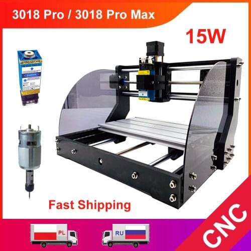 CNC 3018 Pro Max 15W Laser Engraver Wood CNC Router Printer Cutter DIY 3 Axis Milling Laser Engraving Machine Offline Controller