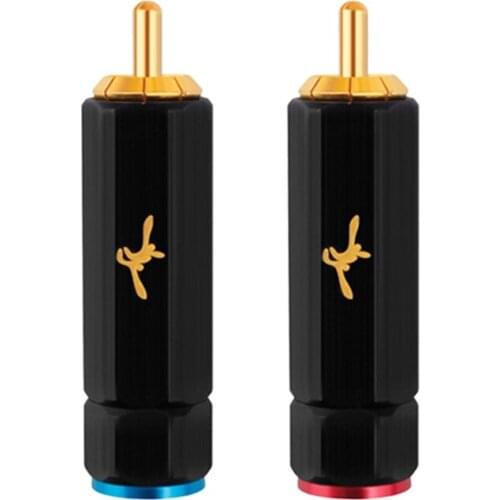 Hot YYTCG Pure Copper Gold Plated RCA Plug Self Locking Lotus Terminal Soldering Free Heating Wire DIY Audio Connector