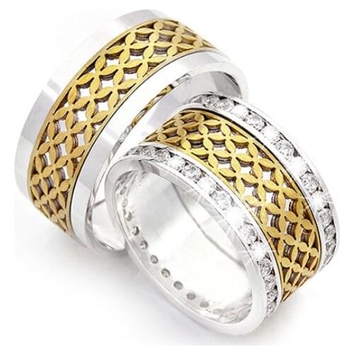 Couple Wedding Ring Sterling Silver 925 Woman And Man Luxury Jewelry Bands Fashion Engagement Anniversary SILVERFONI Gift Box