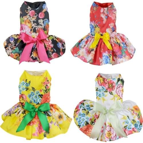 Pet Dog Clothes Cute Polka Dot Ribbon Dress Sleeveless T-Shirt Dress Sundress Princess Party Small Dog Skirt Clothing 2021