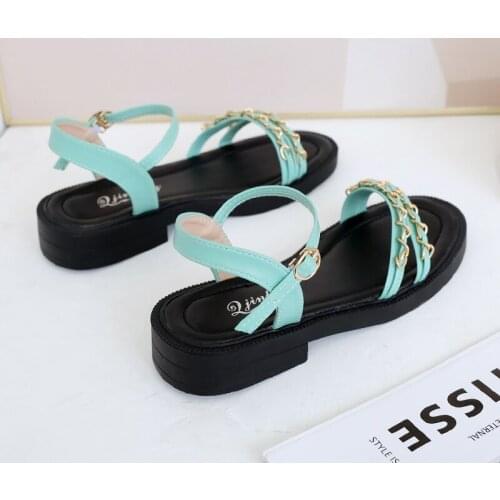 One Word Buckle Ladies Sandals Summer New Style All-match Large Size Comfortable Flat Casual Sandals
