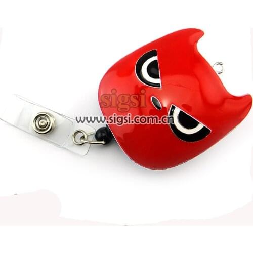 Wholesale Red Devil Rhinestone Retractable Reel ID Badge Holder