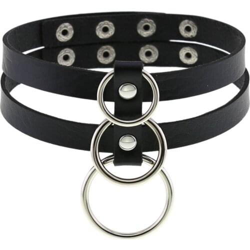 KMVEXO Sexy Punk Egirl Y2K Choker Collar Leather O-Round Necklaces Cosplay Goth Jewelry Women Gothic Male Necklace Harajuku Gift