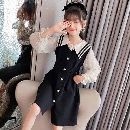 Teenage Kids Dresses for Girl Student Dress Spring Autumn Long Sleeve 2020 Girls Princess Dress 10 12 13 girls clothes