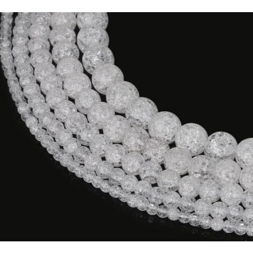 Pick Size 4 6 8 10 12mm Natural Loose Snow Cracked Round White Crystal Quartz Rock Spacer Beads For Jewelry DIY