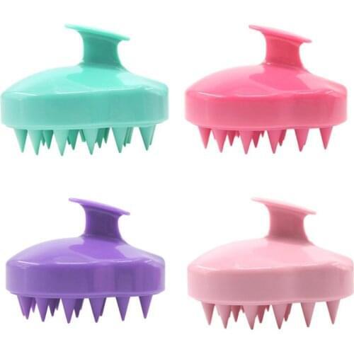 Easy Usely 5 Colors Silicone Scalp Shampoo Massage Brush Shower Washing Hair Growth Massager Brush Comb Unisex Hair Care Tool