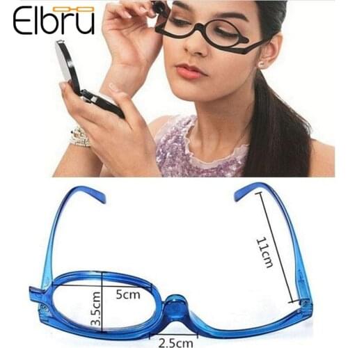 Elbru Women Men Rotating Magnifying Glasses Makeup Reading Glass Folding Eyeglasses Cosmetic General For Elder Diopter +1.0 +4.0