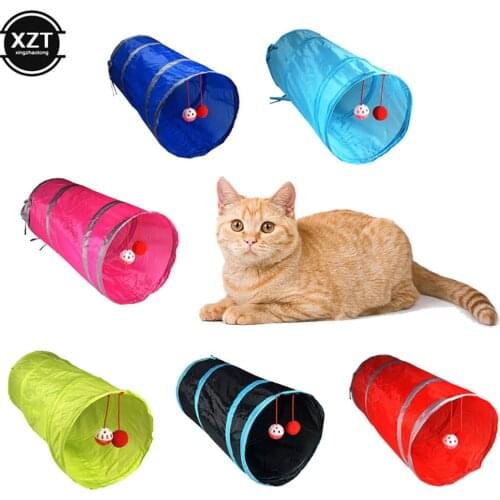 Cat Tunnel Toy Pet 2 Holes Play Tubes Balls Collapsible Crinkle Kitten Toys Puppy Rabbit Play Dog Channel Tubes Training Toy