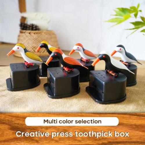 Table Decoration Toothpick Holders Living Room Cartoon Automatic Toothpick Dispenser for Kitchen Home Decor Bird Toothpick Box