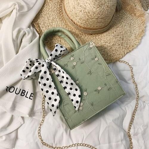 High-grade embroidered ladies shoulder bag fashion women bag 2019 new Korean Messenger bag lace, silk scarf fashion handbag