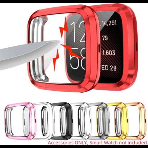 TPU Soft Shell Glass Screen Protector Case Frame For Fitbit Versa 3/2/Sense Watch Band Versa3 Versa2 Protective Bumper Cover