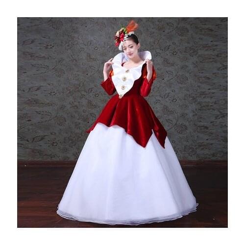 100%real long sleeve velvet red/royal blue bubble sleeve medieval dress queen Renaissance ball gown princess Victorian cosplay