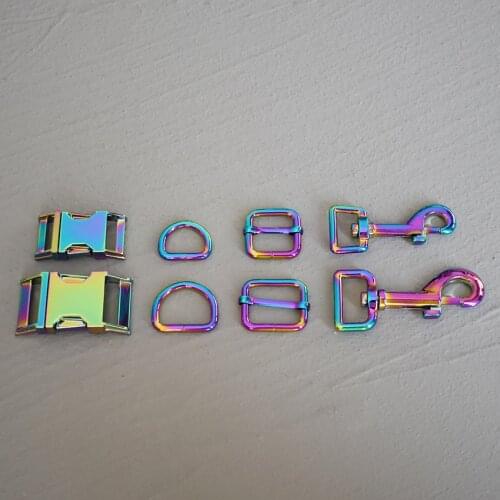 10 Sets 20/25mm Colourful Metal D Ring Adjuter Slider Adjustment Buckle For Pet Dog Collar Necklace Handmade Accessory