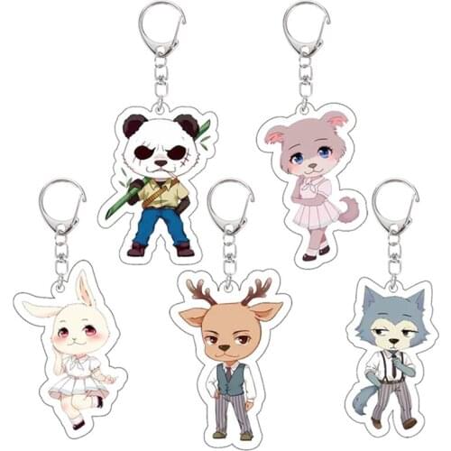 2020 Anime BEASTARS LEGOSI Cosplay Accessories Spring Keychain Cute Jick Louis Pendant Acrylic Keyring Key Chain Gifts