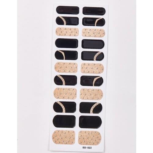 22 Tips/Sheet Solid And Shivering Patterned Nails Nail Wraps DIY Nail Decoration Nail Sticker set Self Adhesive Nail Tape