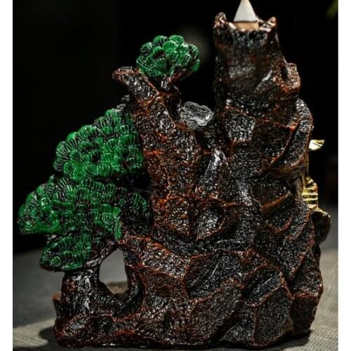 Aromatherapy Smoke Reflux Incense Burner With 20 Pc Cones Creative Tower Incense Ceramic Burner Fragrance Holder Backflow Censer