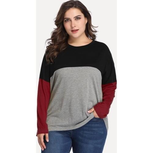 2021 Spring Autumn Women Long Sleeve Blouse Elegant Contrast Multicolor Elegant Tee Shirt Loose 5XL Plus Size Ladies Tops