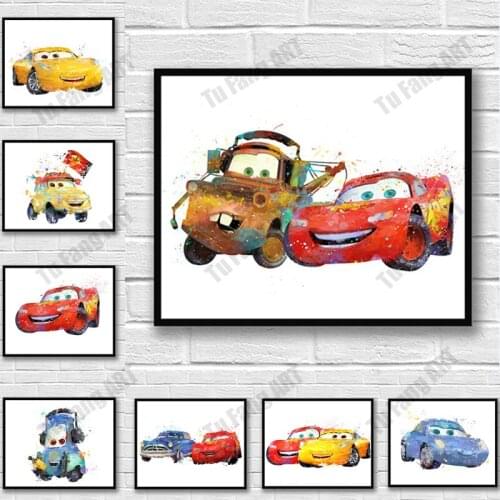 Disney Pixar Cars 2 Movie Anime Poster Cartoon Lightning McQueen Canvas Painting Prints Wall Art Picture for Kids Room Decor