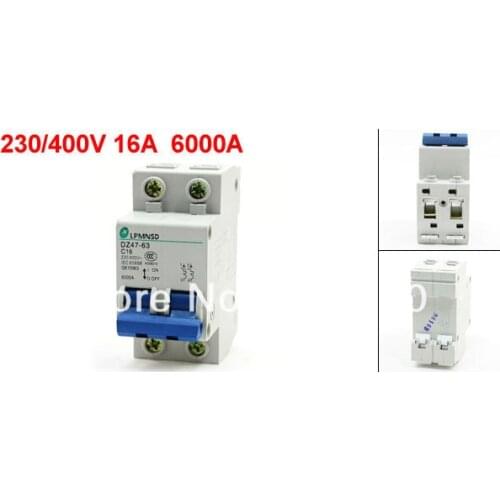 DZ47-63 C16 16A 20A 32A 63A AC 230/400V 2 Poles 2P 16A Air Switch Mini Miniature Circuit Breaker
