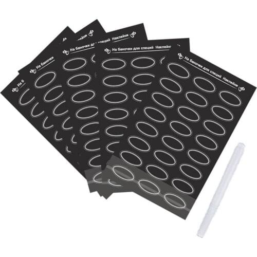 5pcs Russian Spice Label Stickers Blackboard Labels Marker Jam Reusable 120 Tags Blackboard Bottle With Jar pieces Pen Y3N0