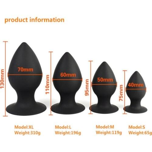 Hot sale Small, Medium, Large, extra large Black Silicone Butt Plug Anal Plug Ass Stimulate Massage Anal Sex Toy