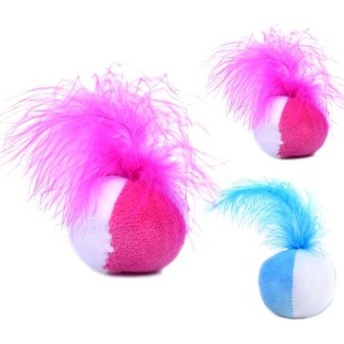 Legendog Cat Plush Catnip Ball Toy Creative Faux Feather Soft Cat Bell Toy Cat Funny Ball Toy Interactive Toys Training Toys
