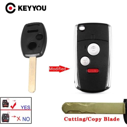 KEYYOU 2/3+1 Panic Buttons Modified Flip Folding Remote Key Shell Case For Honda Accord Civic Pilot CRV Ridgeline Pilot