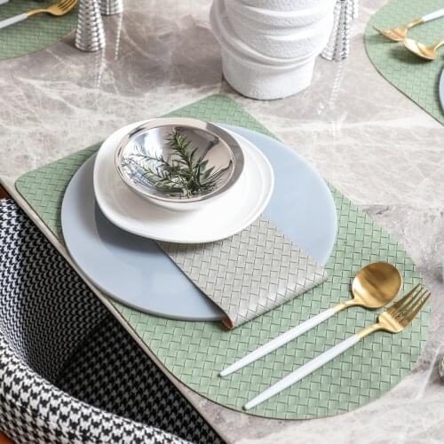 Nordic Green Style Model Room Hotel Home Tableware Dinner Plate Set Set Irregular Placemat Oval Plate